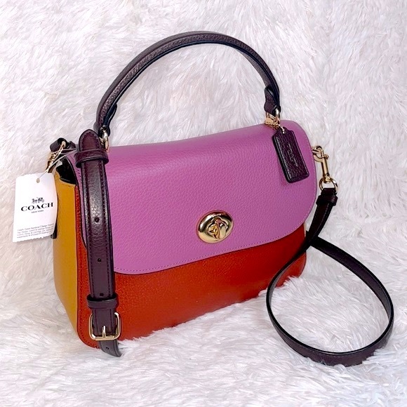 New Coach Marlie Top Handle Satchel Bag Purse In Colorful Colorblock Terracotta